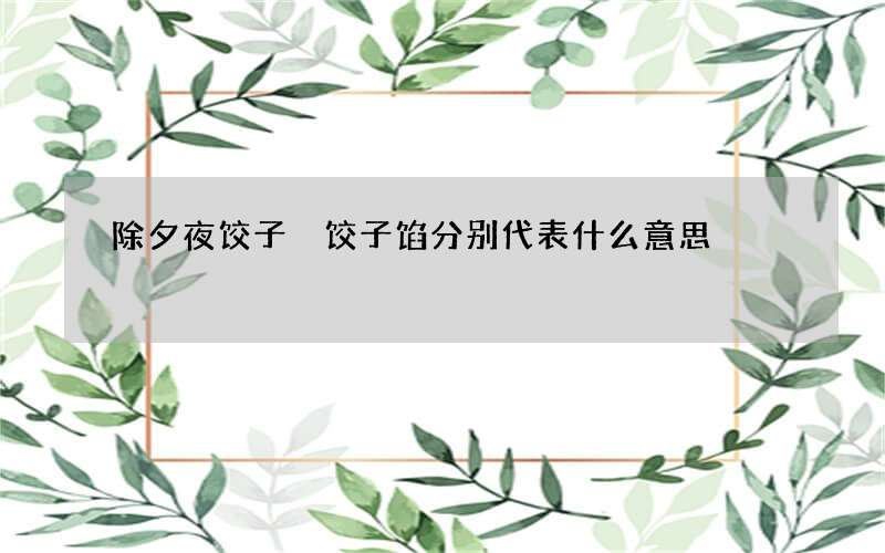 除夕夜饺子 饺子馅分别代表什么意思